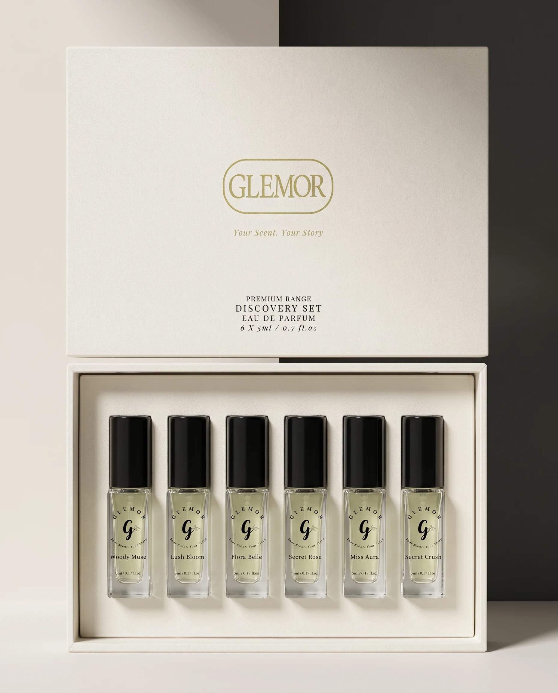The Glemor discovery set — six 5ml vials